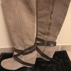 Franco Sarto Suede and Leather Wedge Boots!